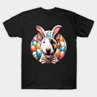 Miniature Bull Terrier's Easter Fun with Bunny Ears T-Shirt